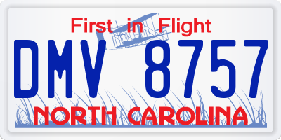 NC license plate DMV8757