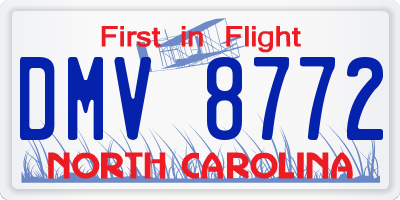 NC license plate DMV8772