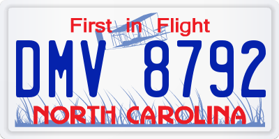 NC license plate DMV8792