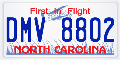 NC license plate DMV8802