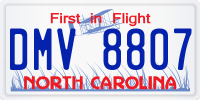 NC license plate DMV8807