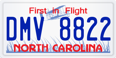 NC license plate DMV8822