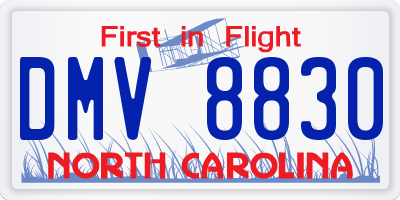 NC license plate DMV8830