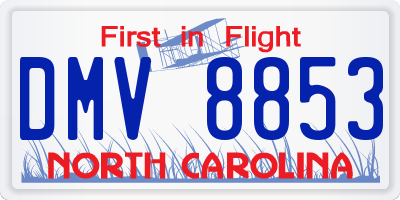 NC license plate DMV8853