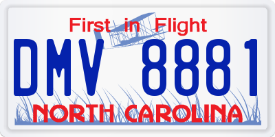 NC license plate DMV8881