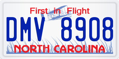 NC license plate DMV8908