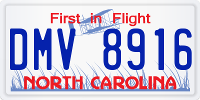 NC license plate DMV8916