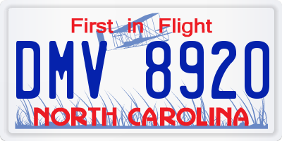 NC license plate DMV8920