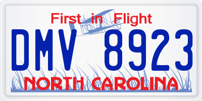 NC license plate DMV8923