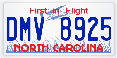 NC license plate DMV8925