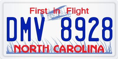 NC license plate DMV8928