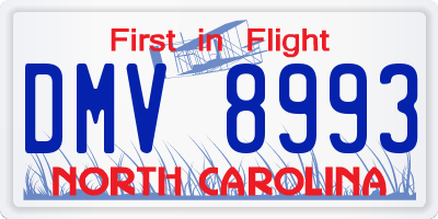NC license plate DMV8993