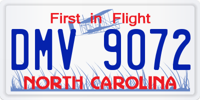 NC license plate DMV9072