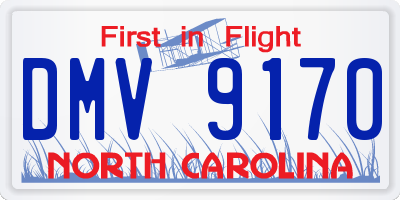 NC license plate DMV9170