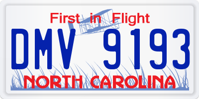 NC license plate DMV9193