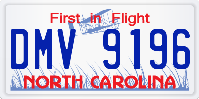 NC license plate DMV9196