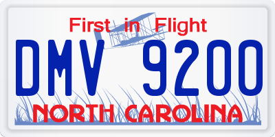 NC license plate DMV9200