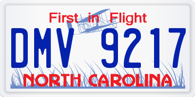 NC license plate DMV9217