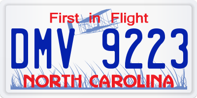 NC license plate DMV9223