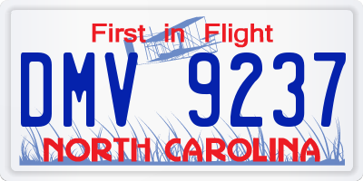 NC license plate DMV9237