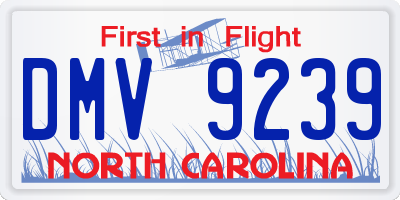 NC license plate DMV9239