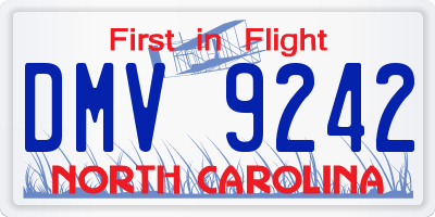 NC license plate DMV9242