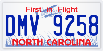 NC license plate DMV9258
