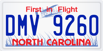 NC license plate DMV9260