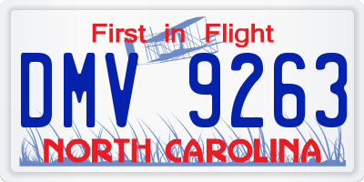 NC license plate DMV9263