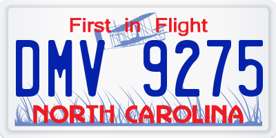 NC license plate DMV9275