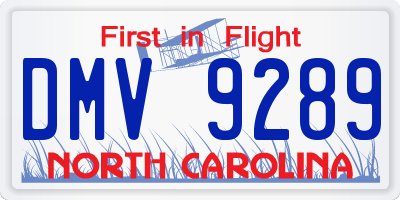 NC license plate DMV9289