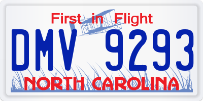 NC license plate DMV9293