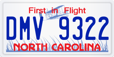 NC license plate DMV9322