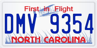 NC license plate DMV9354