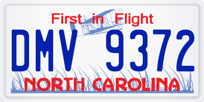 NC license plate DMV9372