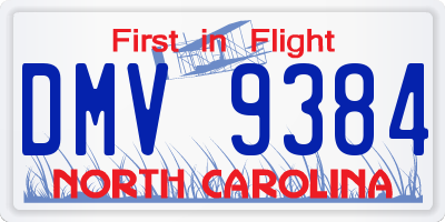 NC license plate DMV9384
