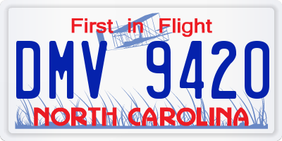 NC license plate DMV9420