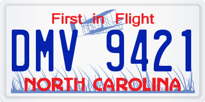 NC license plate DMV9421