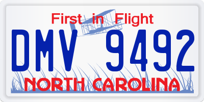 NC license plate DMV9492