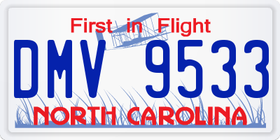 NC license plate DMV9533