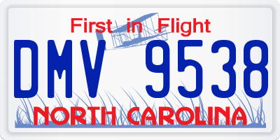 NC license plate DMV9538