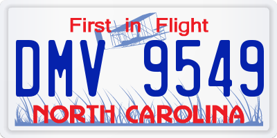 NC license plate DMV9549