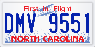 NC license plate DMV9551