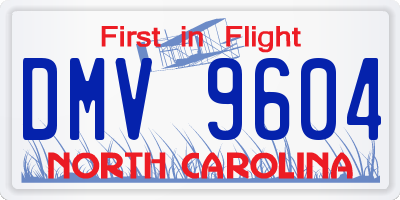 NC license plate DMV9604