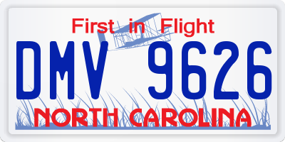 NC license plate DMV9626
