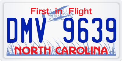 NC license plate DMV9639