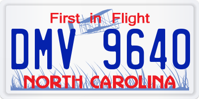 NC license plate DMV9640
