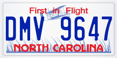 NC license plate DMV9647