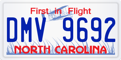 NC license plate DMV9692