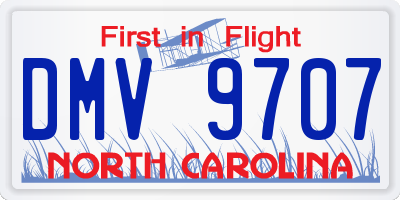 NC license plate DMV9707